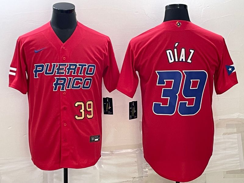 Men 2023 World Cub #39 Diaz Red Nike MLB Jersey4